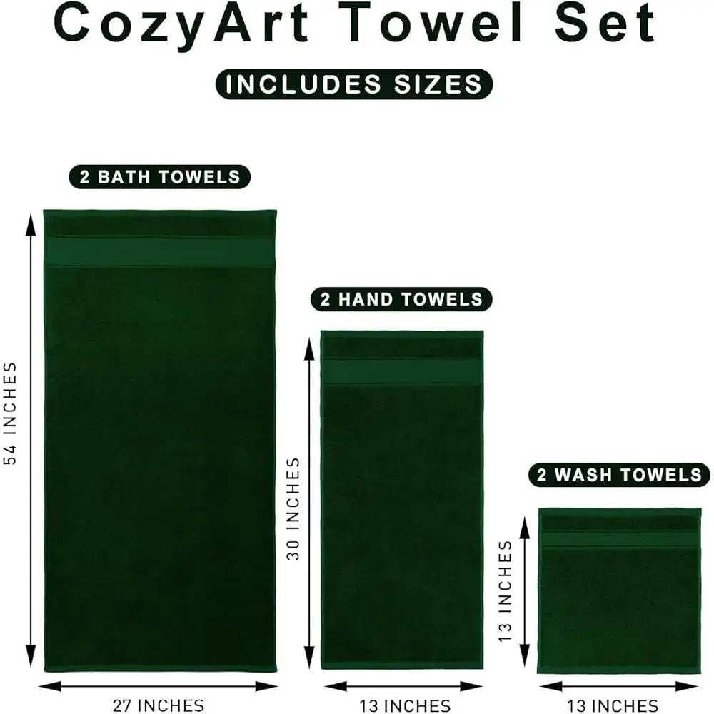 Luxury Turkish Cotton Six Piece Towel Set Quick Dry Towels