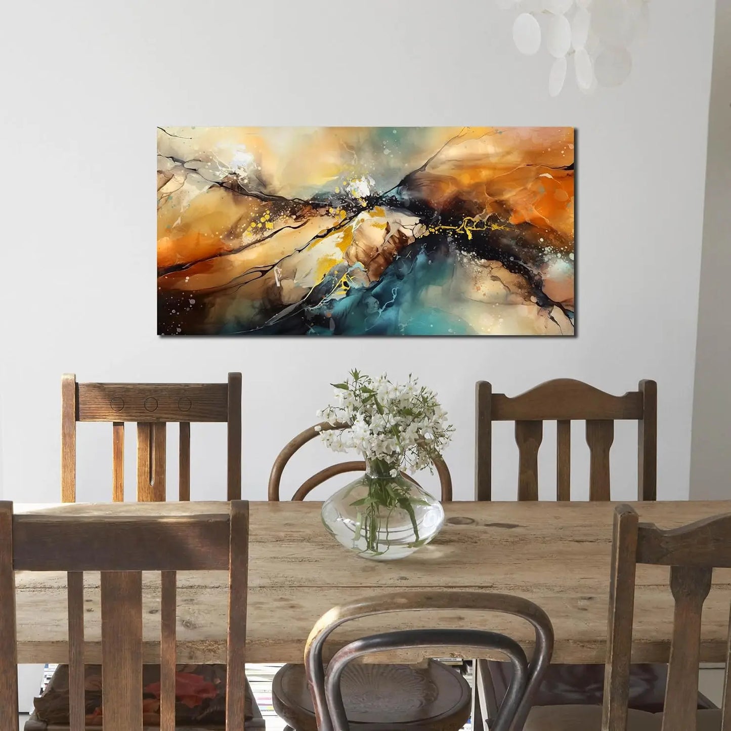Modern Abstract Canvas Painting for Living Room, Bedroom, Kitchen - Ready to Hang 20x40 Inches