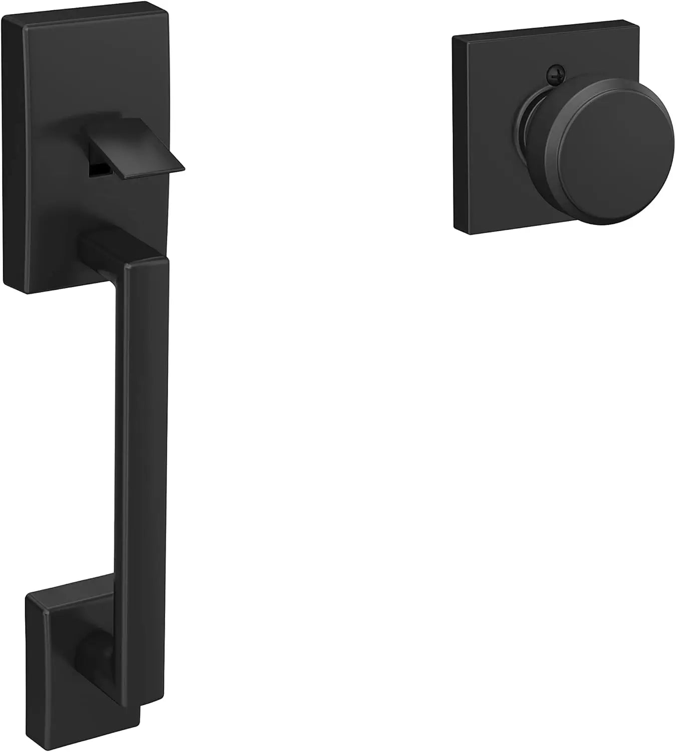 Modern Matte Black Front Entry Handleset with Collins Trim, Fits Standard Doors for Contemporary Home Design