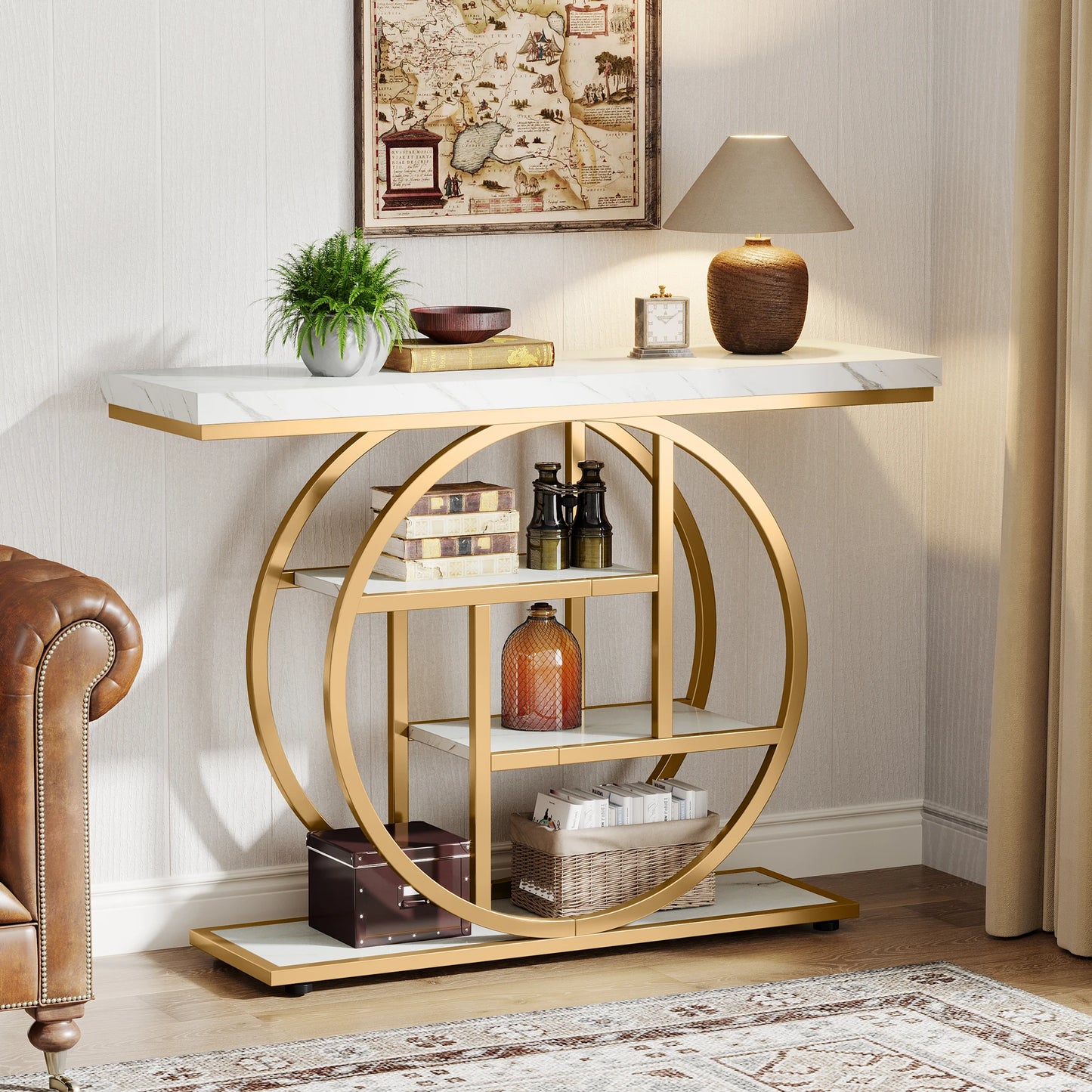 Console Table 4 Tier Entry 41.3 Inch Industrial Sofa Table