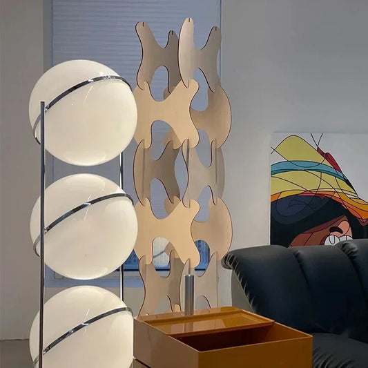 2026 Modern Creative Chrome Metal Floor Lamp White Acrylic Ball LED Standing Light for Living Room Hotel Room Sofa Art Decor