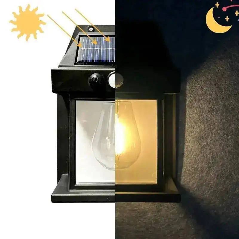 1-4Pcs Solar-Powered Waterproof Outdoor Wall Light with 3 Modes Motion Sensor Tungsten Filament Garden Yard Decoration LED Lamp