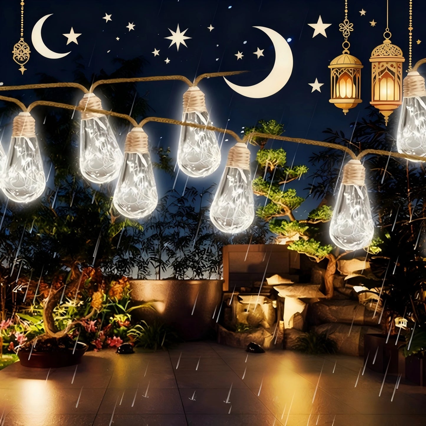 Solar Fairy Lights IP44 Waterproof Unbreakable Bulbs 8 Modes
