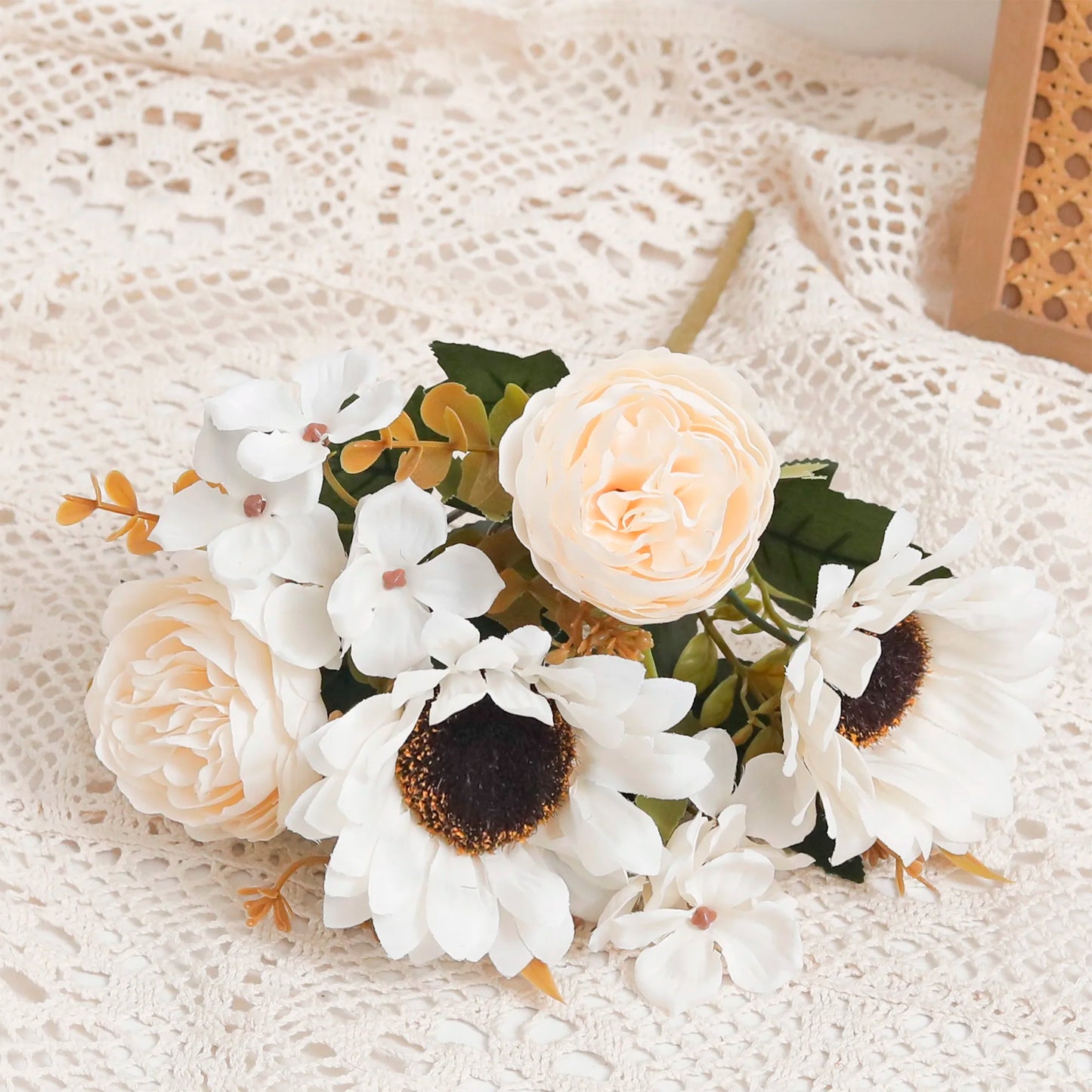 Autumn Sunflowers Peony Artificial Flowers Silk Bouquet Wedding Christmas Room Table Decoration For Vase Home DIY Fall Decor