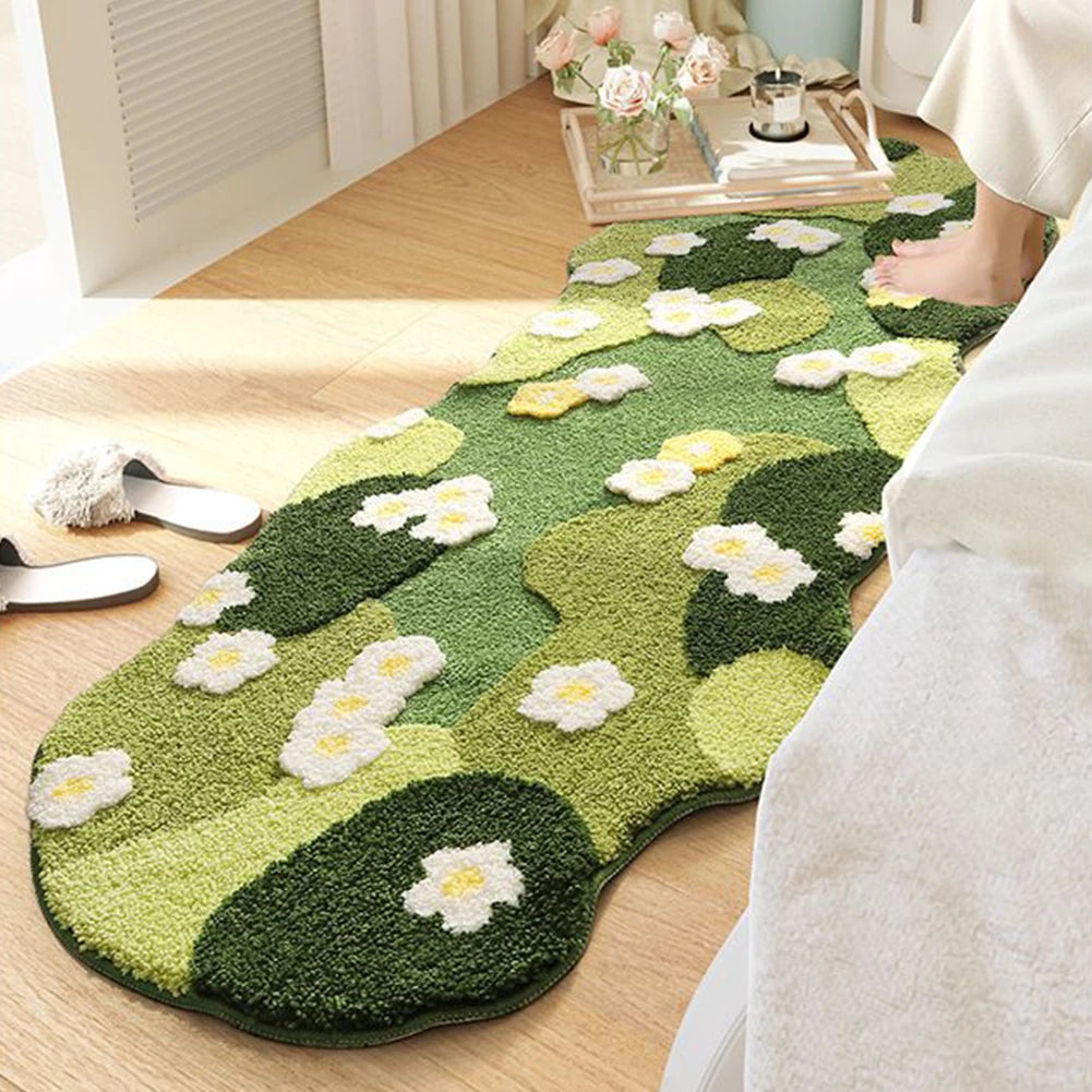 NONECN Fluffy Moss Rug Nordic Forest Floor Mat Bedroom