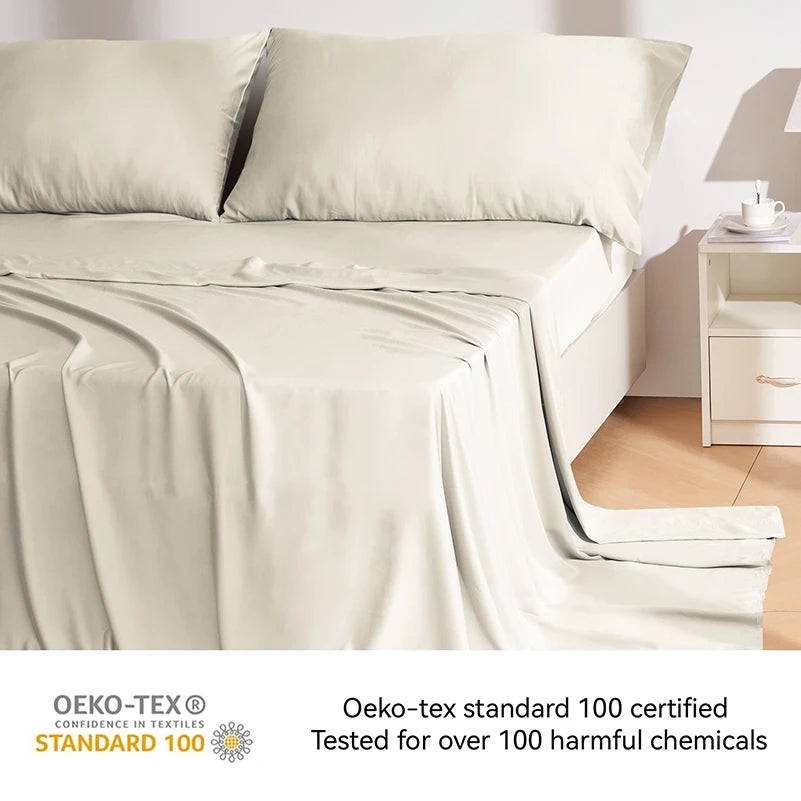 Bamboo Sheets 100% Bamboo Viscose Derived from Bamboo 3/4-Piece Bed Sheet Set Silky Soft Cooling Deep Pocket Up to 16"