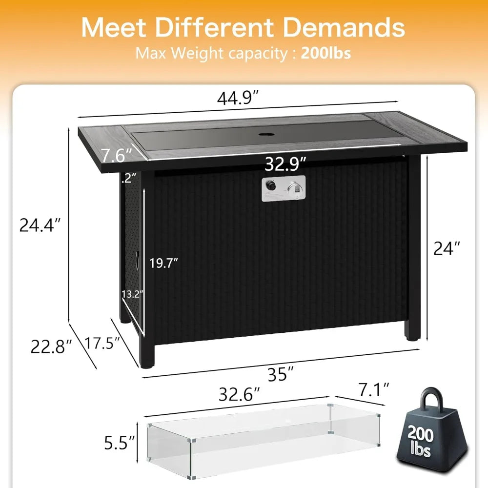 Meilocar Propane Fire Table 50000 BTU Fire Pit 3 In 1