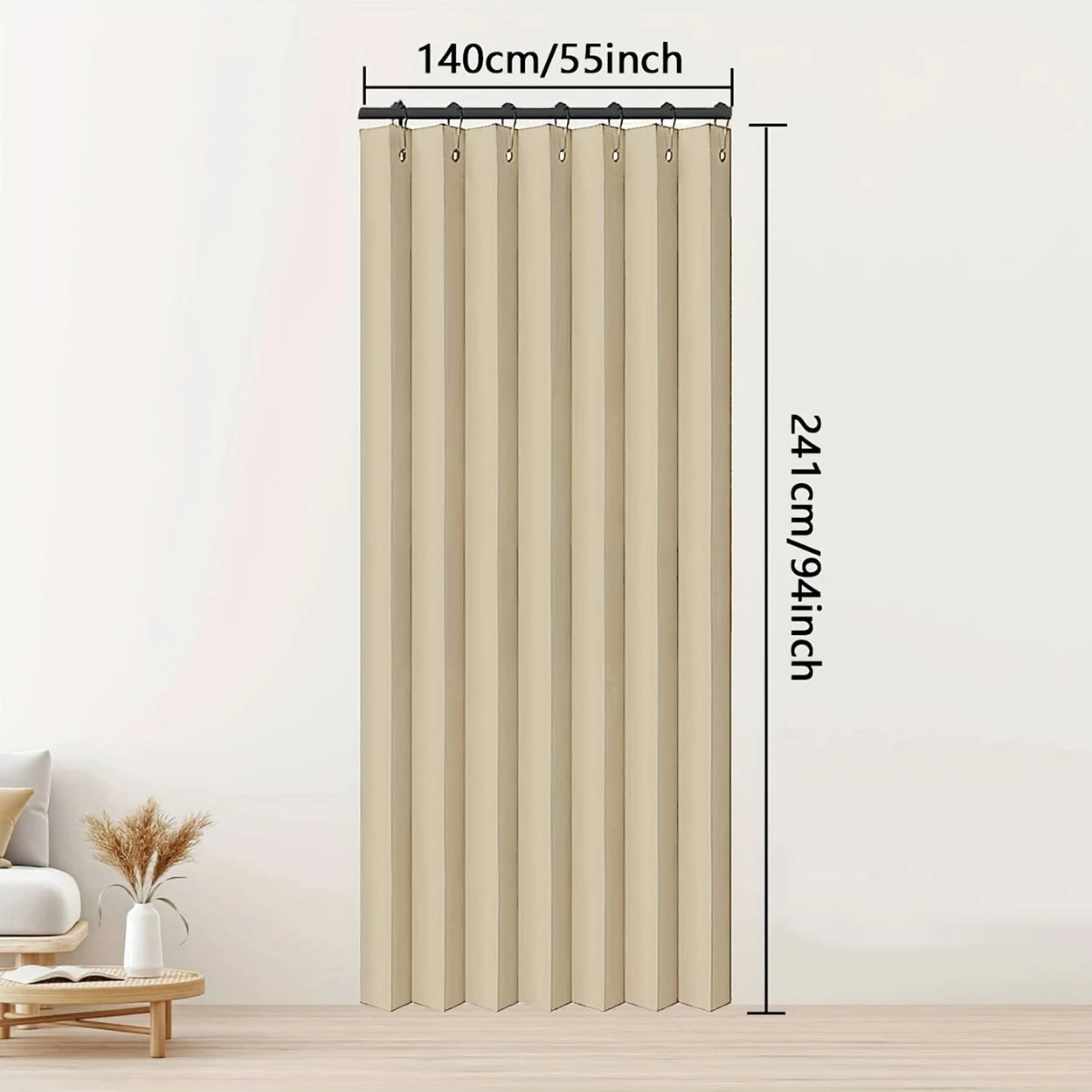 1Panel, Outdoor High-Temperature Shaped Crumpled Waterproof Curtains, Simple Modern Country Outdoor Waterproof Curtains for Outdoor Courtyard Balcony Swimming Pool Terrace Partition Decorative Windows