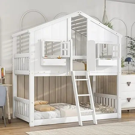 Harper and Bright Designs Twin Over Twin Bunk Bed Storage