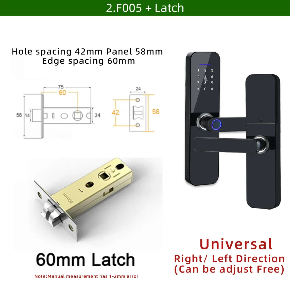 RAYKUBE F005 IP65 Waterproof Tuya Wifi Lock Electronic Smart Door Lock With Fingerprint/Smart Card/Password/Key/APP Unlock