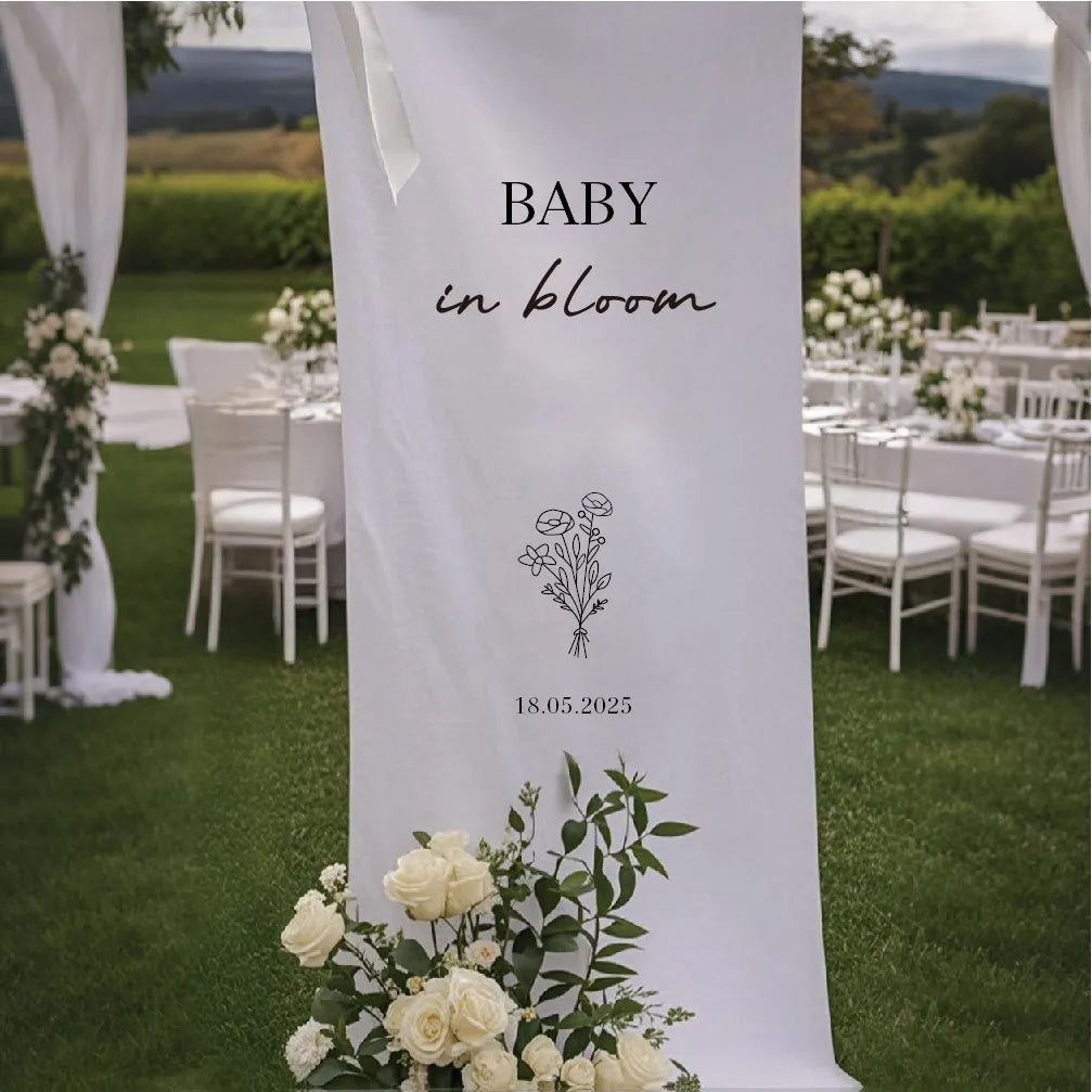 Baby Blooming Welcome to the Baby Shower Sign, Fabric Baby Shower Welcome Sign, Custom Party Sign, Baby Shower Banner, Party Banner