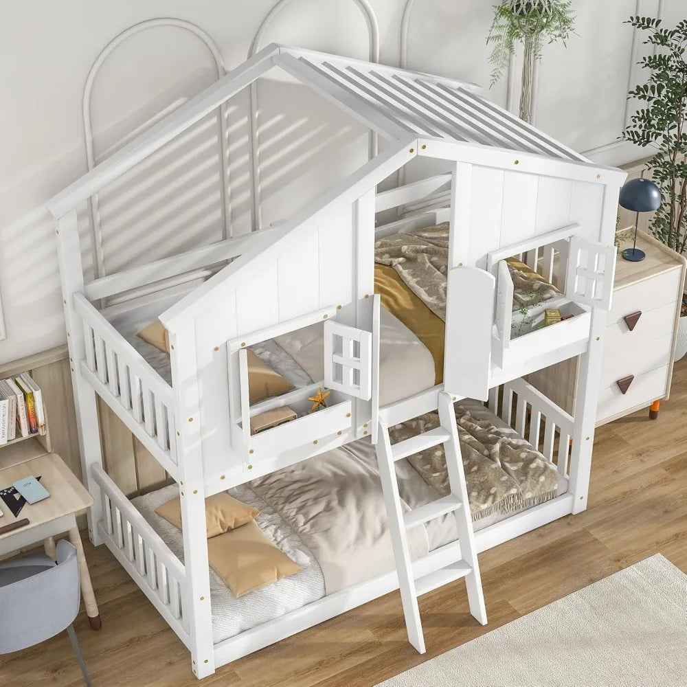 Harper and Bright Designs Twin Over Twin Bunk Bed Storage