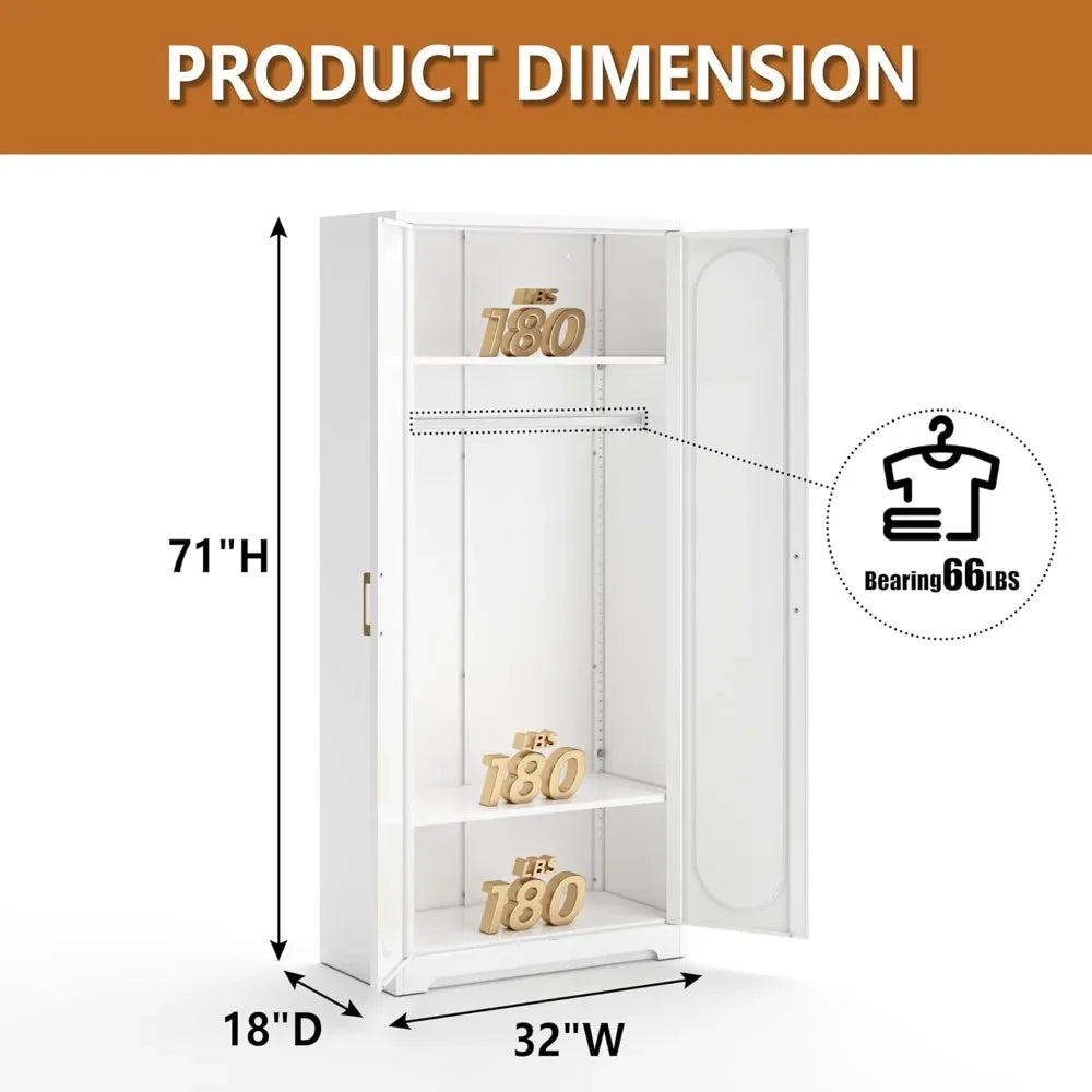 XMSJ Metal Armoire Wardrobe Closet For Hanging Clothes