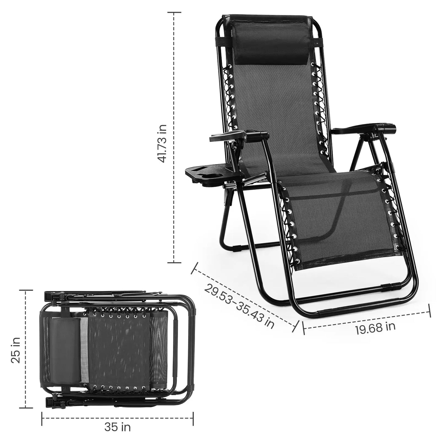 JHK Zero Gravity Portable Recliner Set for Outdoor Loungers