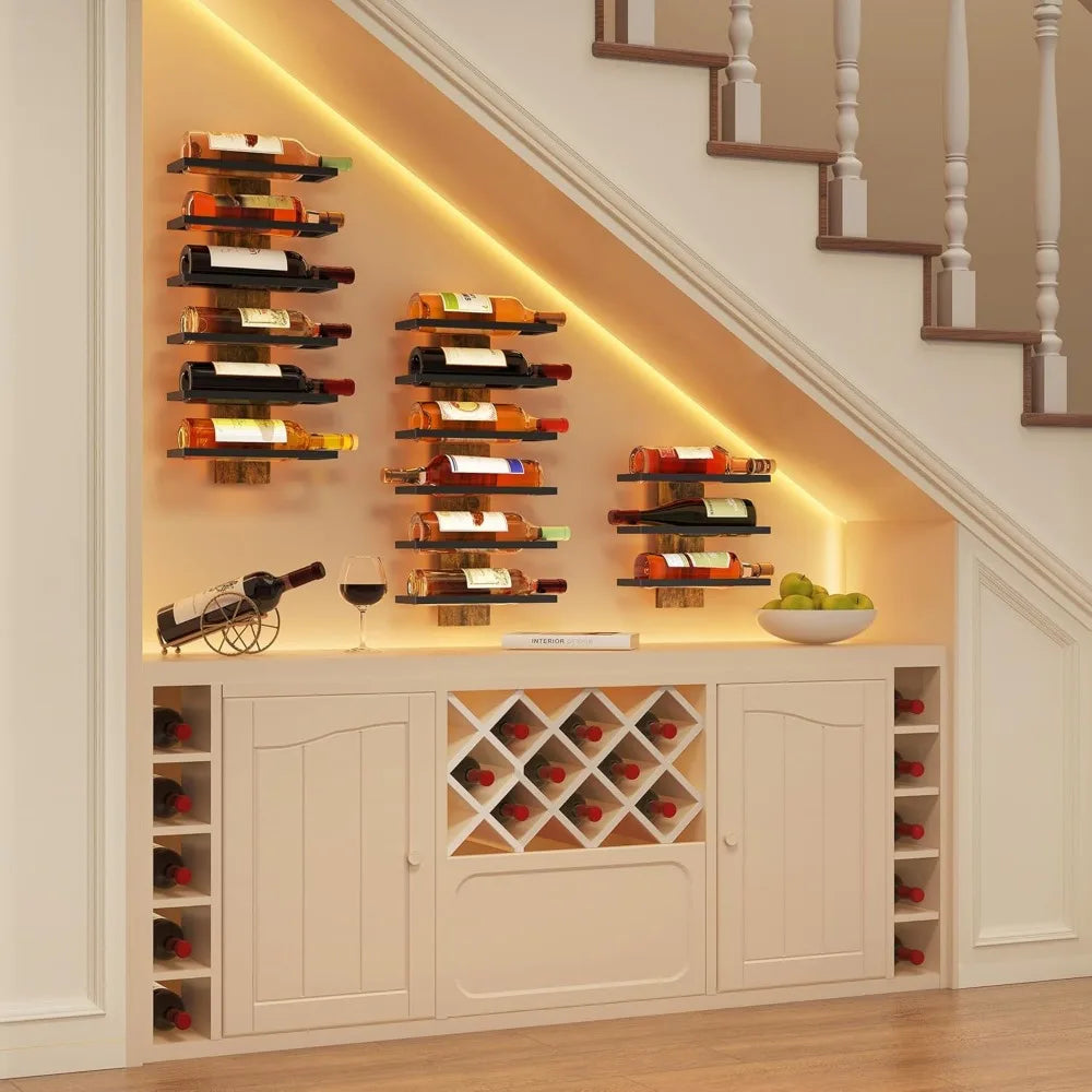 6 Tier Wall Mount Wine Rack for Living Room Bar Storage