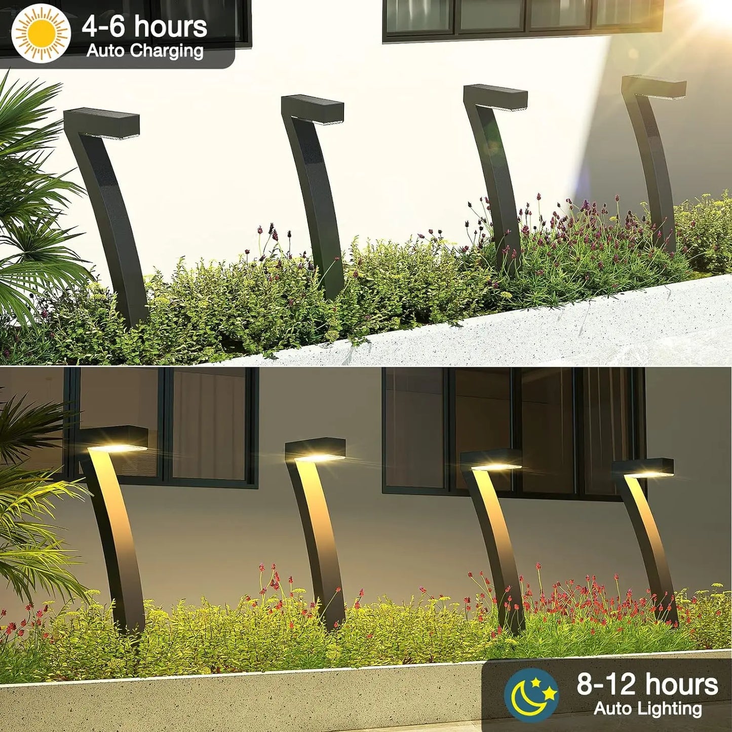 6Pack Solar Pathway Lights Outdoor Auto On Off Yard Garden