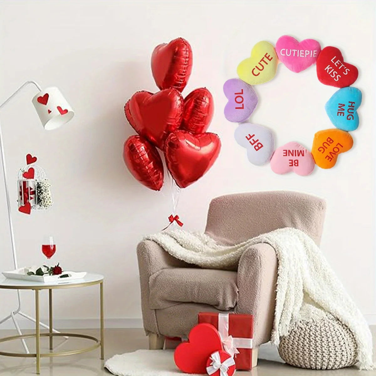 Valentine's Day Wreath with Envelope, 15.7 Inch Valentine Wreath Decorations for Front Door Indoor Outdoor Wall Window,