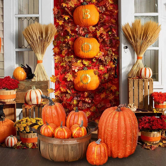 7PCS Simulation Pumpkin Model Set Artificial Fall Decor for Halloween Thanksgiving Party Garden Table Display Decorations