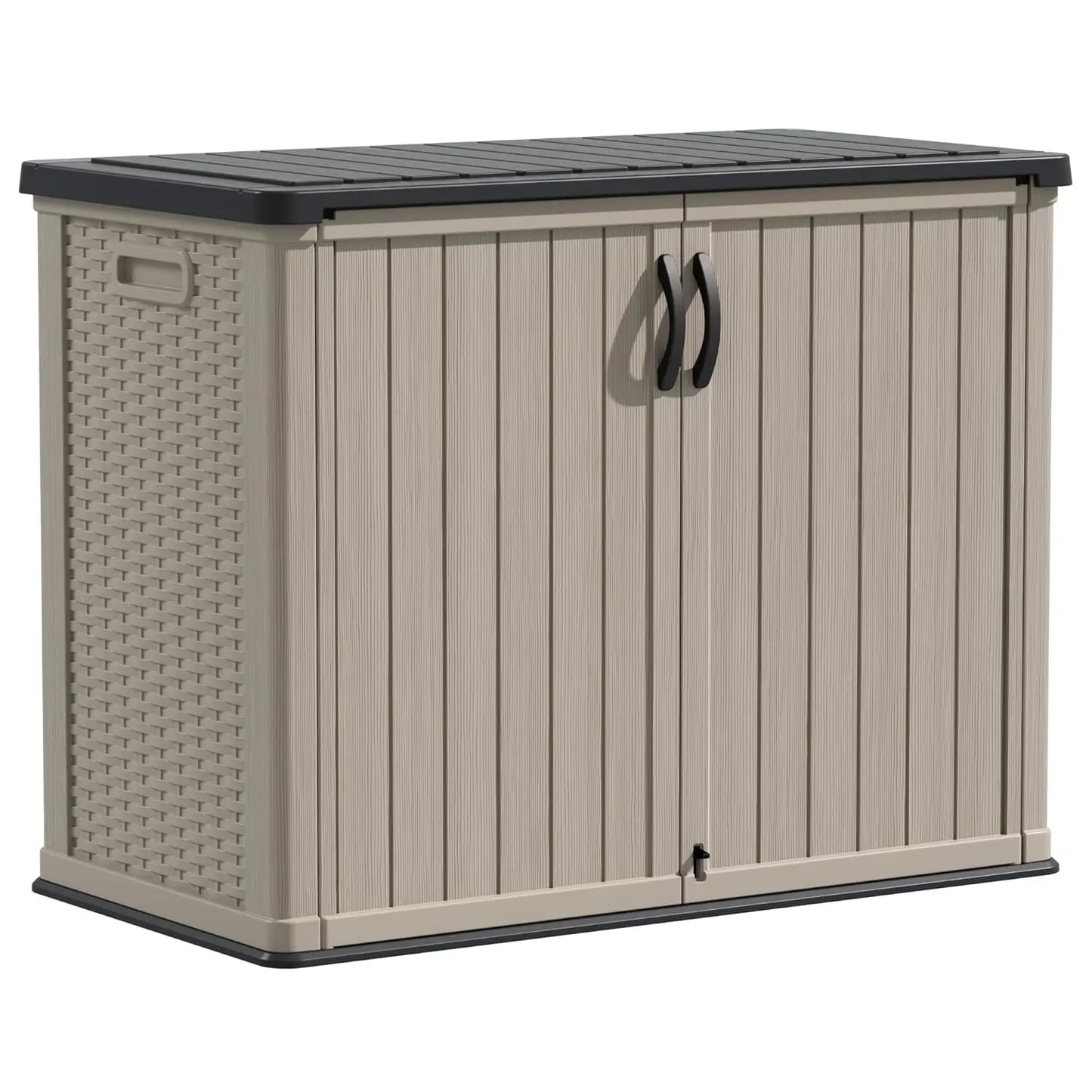 Outdoor Storage Cabinet 26 Cu Ft with Lockable Doors Waterproof Patio Tools Storage Box Horizontal Shed Customized