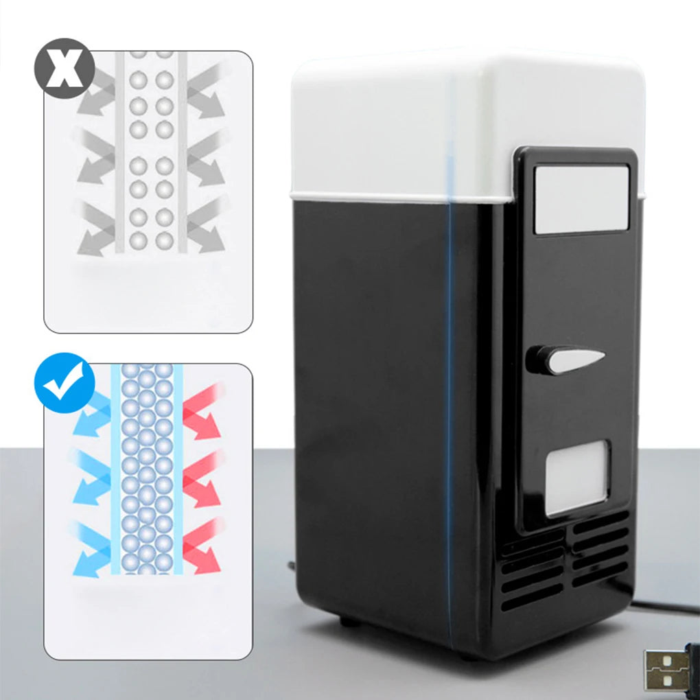 Portable 5V Desktop USB Electric Refrigerator Multi-functional Classic Practical Mini Car Beverage Cooling Fridge