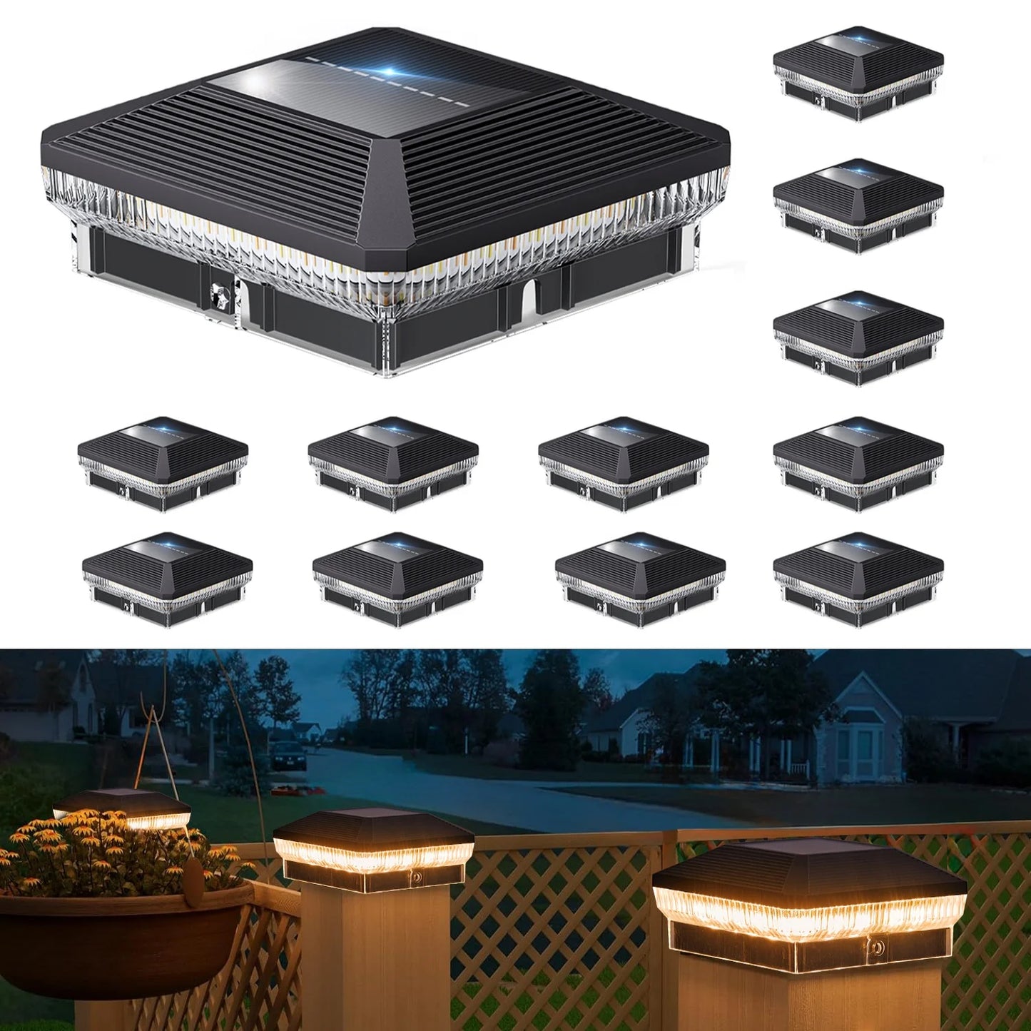 KPSTEK Solar Post Lights Outdoor Fence 40 LEDs 3 Modes