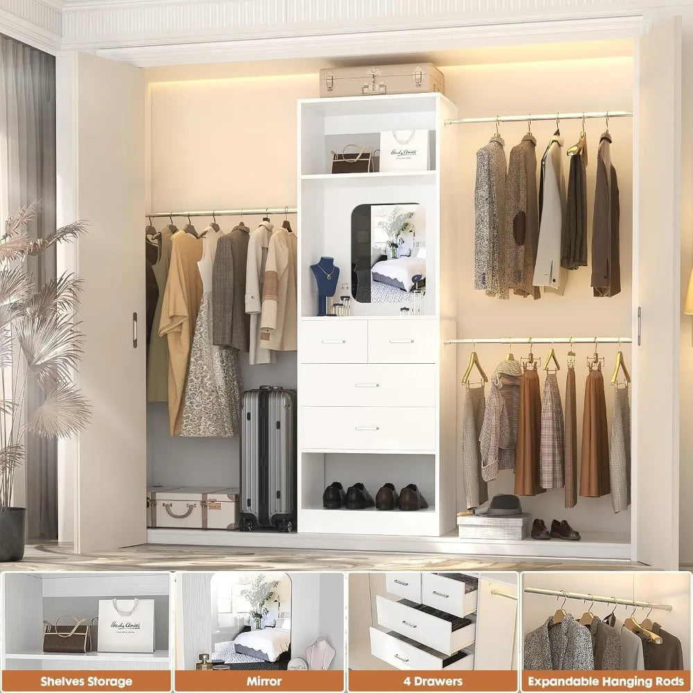 Walk In Closet Organizer Kit With Tower And Extendable Rods