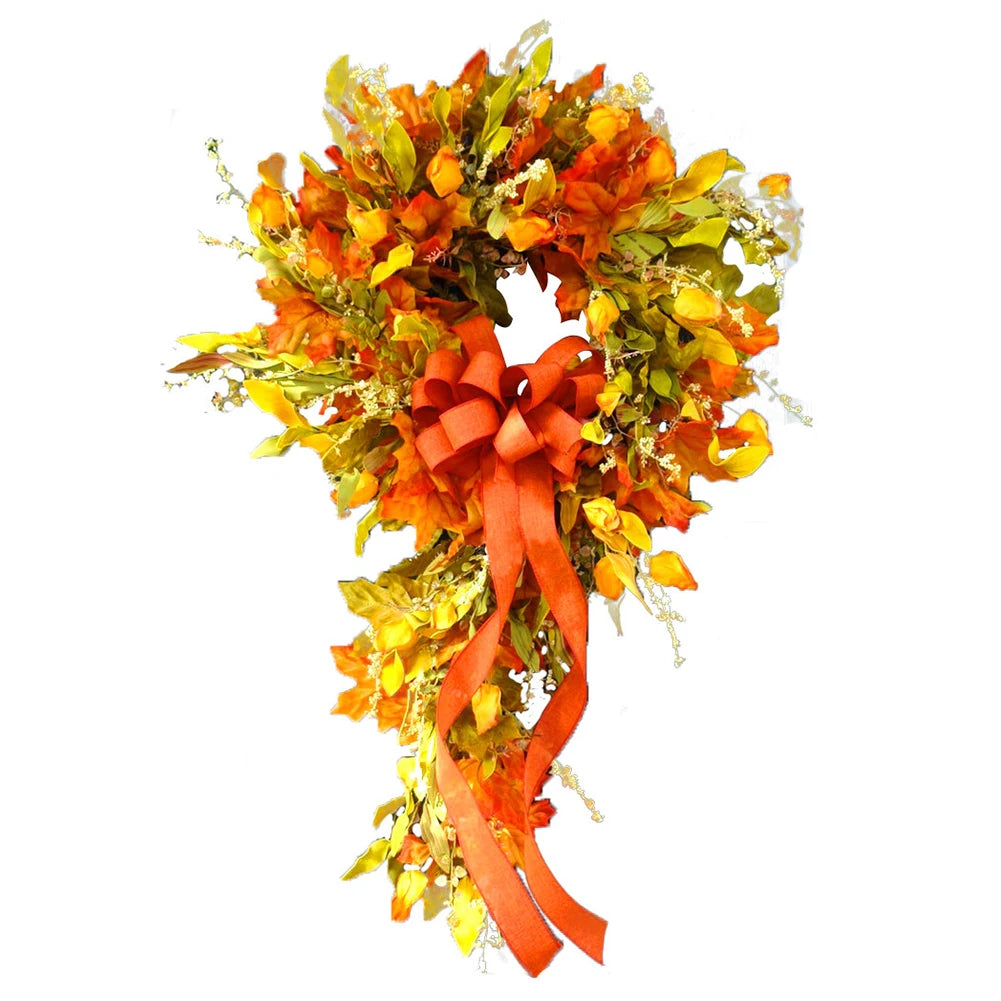 Shunmaii Thanksgiving Farmhouse Wreath Autumn Maple Leaf Decor Indoor