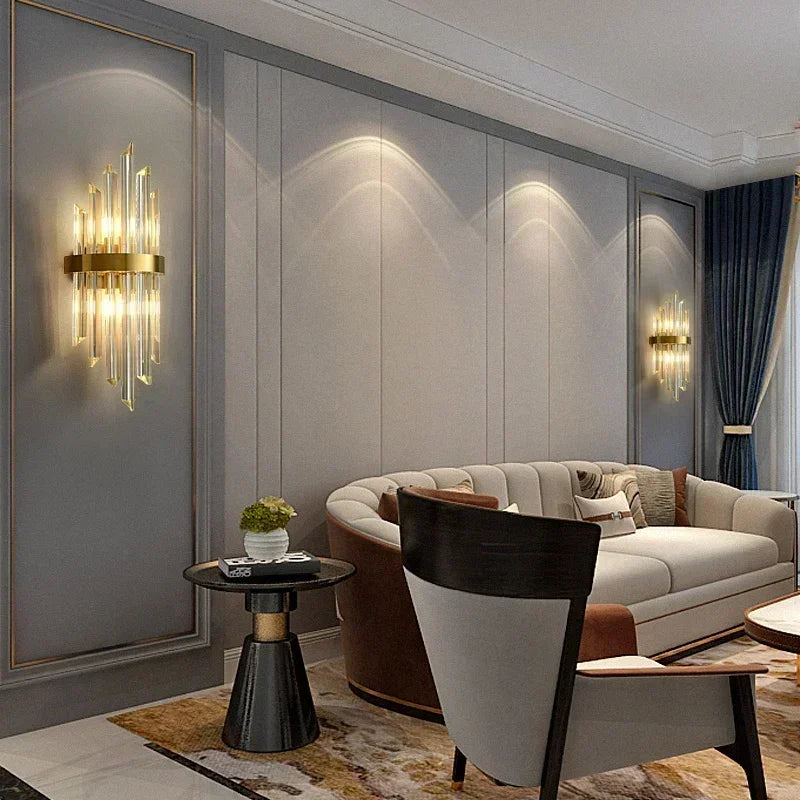 Modern LED Luxury Crystal Wall Lamps For Living Room Hall Foyer Hotel Indoor Home Art Decor Wall Sconces Gold Bedside Lights Wal