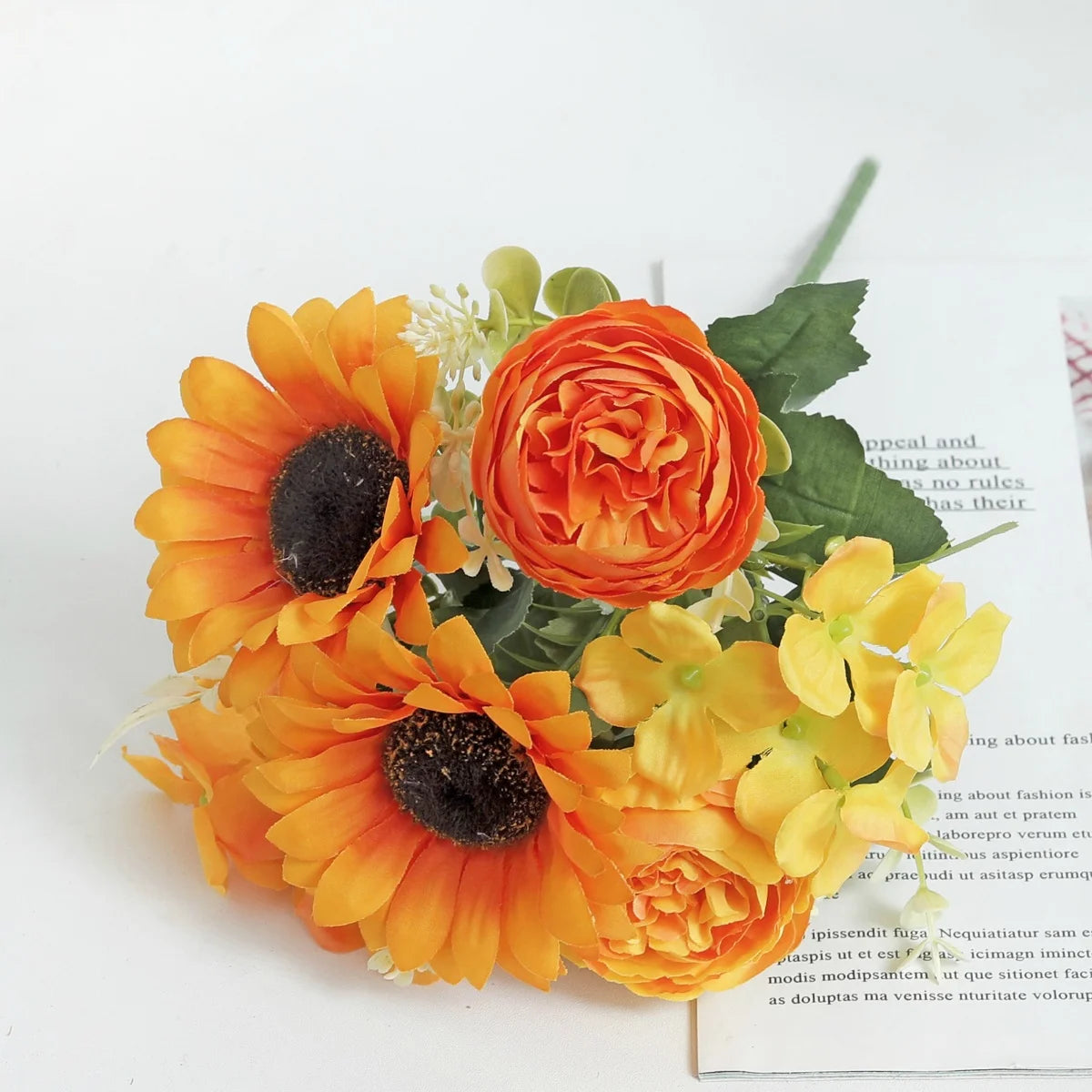 Autumn Sunflowers Peony Artificial Flowers Silk Bouquet Wedding Christmas Room Table Decoration For Vase Home DIY Fall Decor