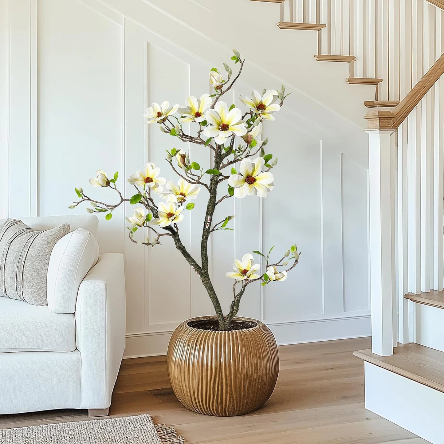 Artificial Magnolia Plant With LED Light For Outdoor Decor