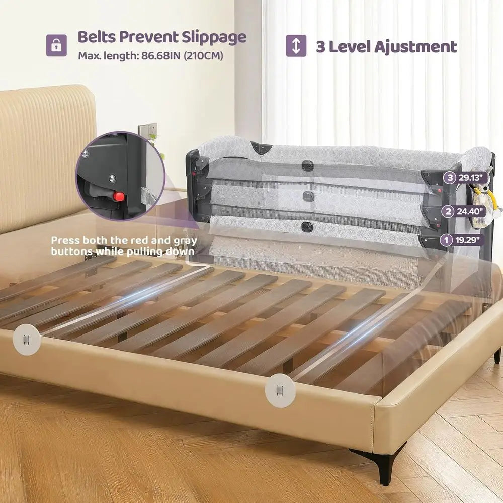 3-in-1 Mesh-Bed Baby Bassinet, Adjustable Sides, Mattress, Storage, Wheels, Travel Playpen Crib with Bag