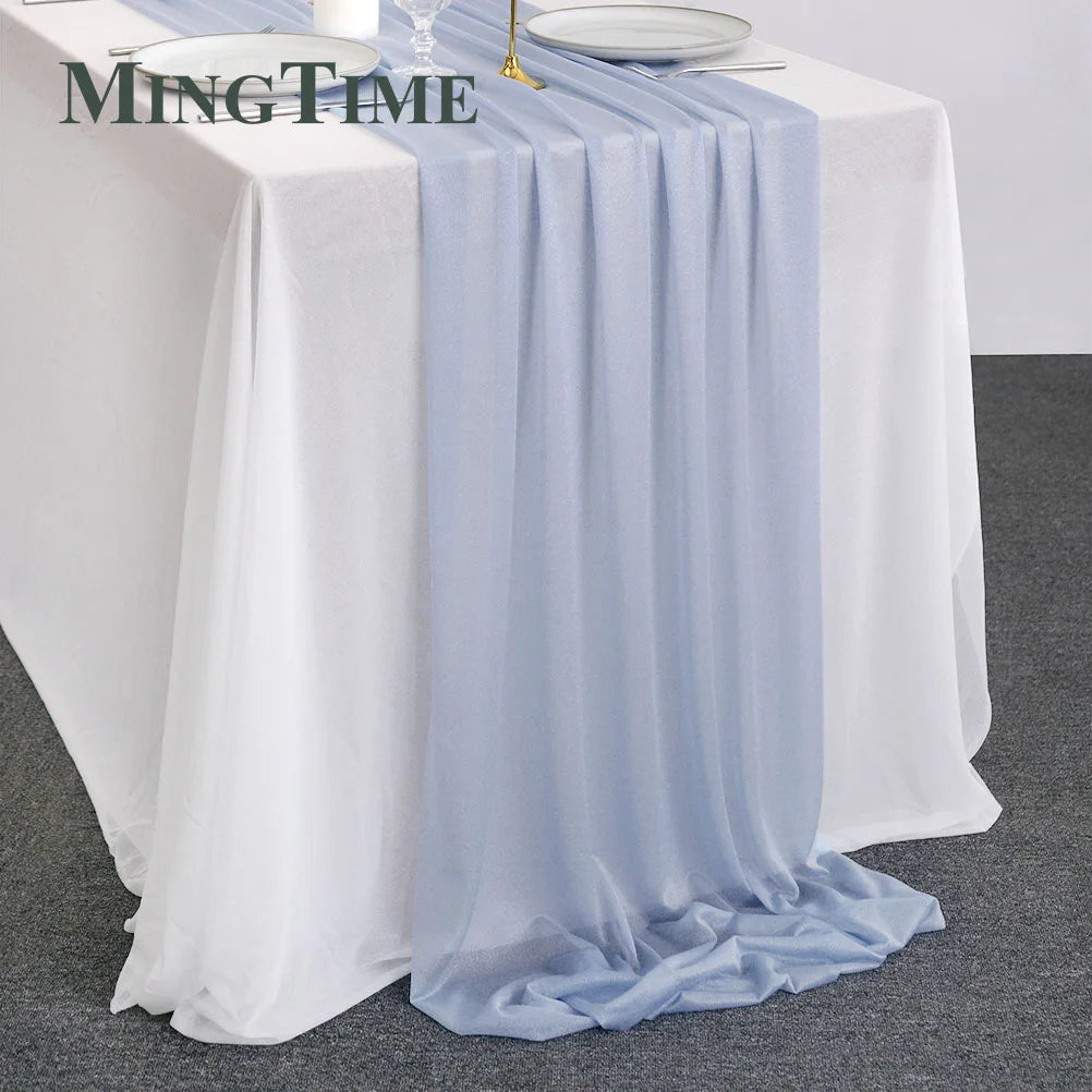 Table Runner Sheer Chiffon-like Boho Wedding Party Bridal Birthday Christmas Decorations Peach Khaki White Gold Green Color etc.