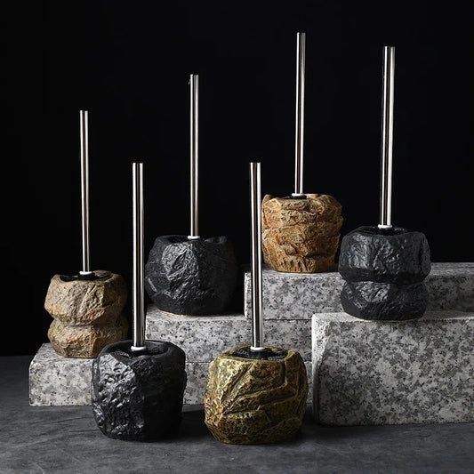 Vintage Stone Shaped Ceramic Toilet Brush Toilet Utensils Toilet Wash Brush Bathroom Accessories Home Decoration