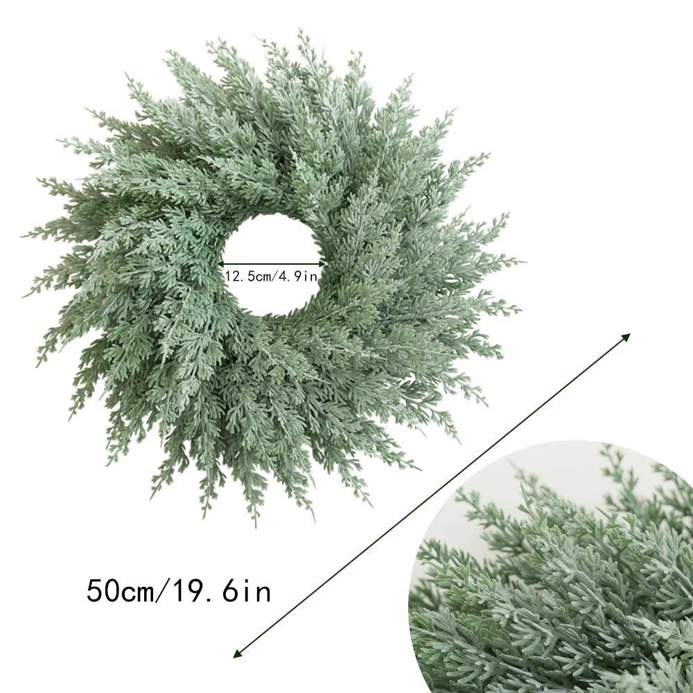 Large Real Touch Christmas Cedar Wreath Artificial Cedar Wreaths Fake Pine Needles Wreath for Door Wall Windows Home Xmas Decor