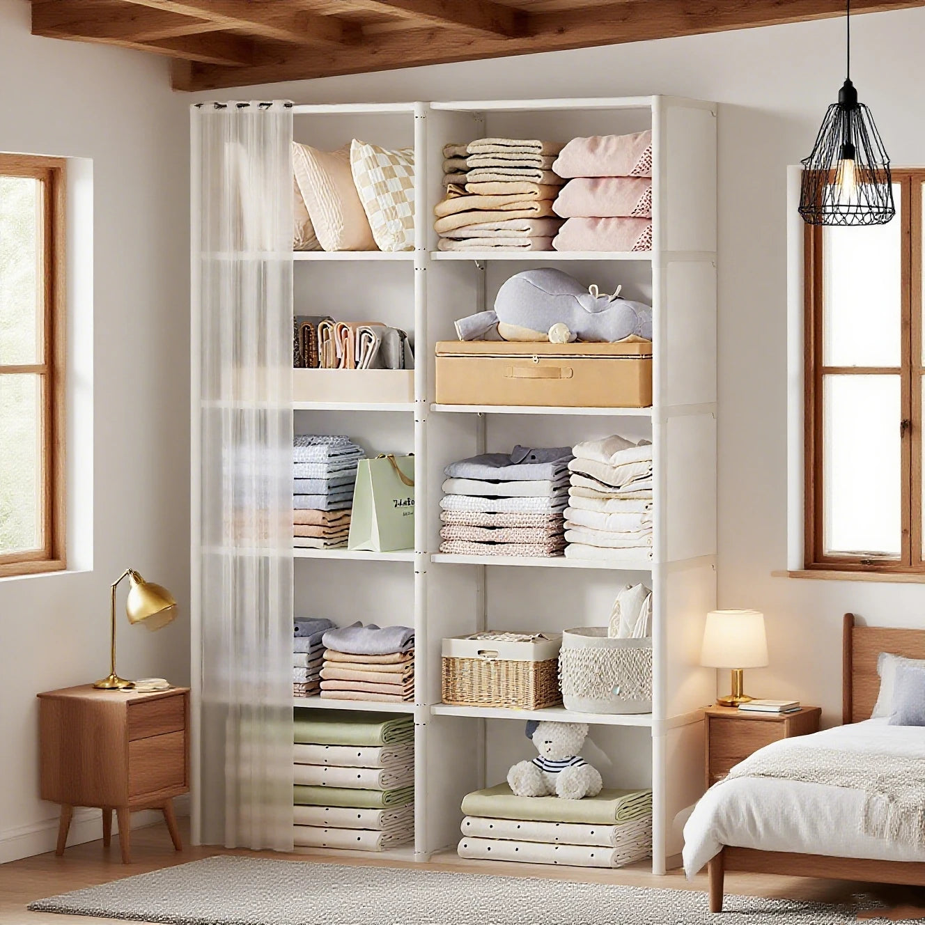 6 Layer Dustproof Wardrobe Closet Organizer High Capacity