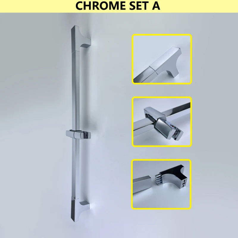 Shower Bar Angel Height Adjustable Sliding Hand Shower Bar Chrome Matt Black Stainless Steel 64cm Bathroom Fixtures