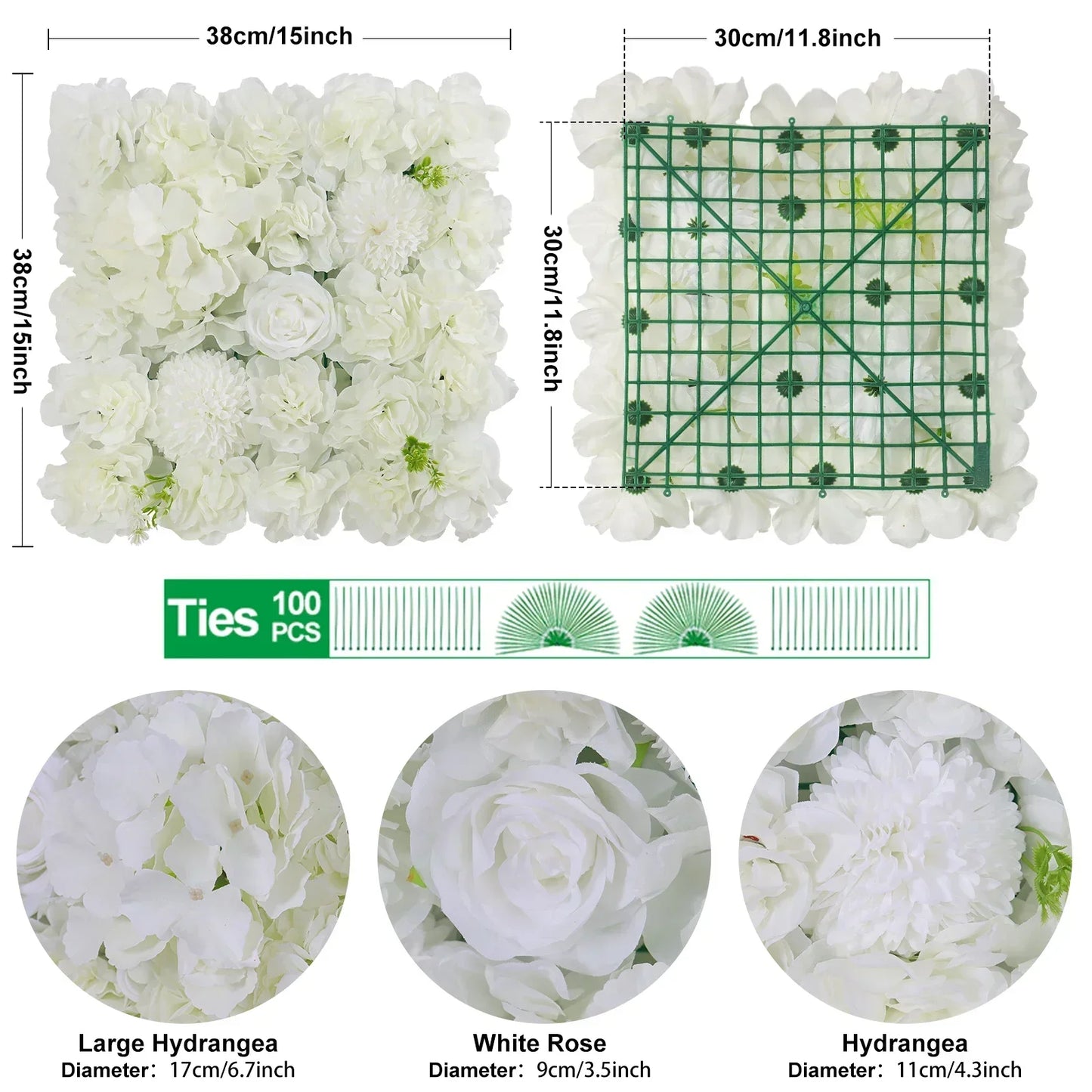 RUEESEECN 12 Pack Faux Roses Wall Panel 3D Backdrop