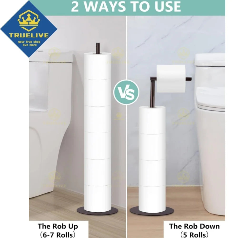 Paper Towel Holder Bathroom Stainless Steel Floor Mounted Toilet Paper Holder Single Pole Kitchen Floor Shelf Bathroom Fixtures