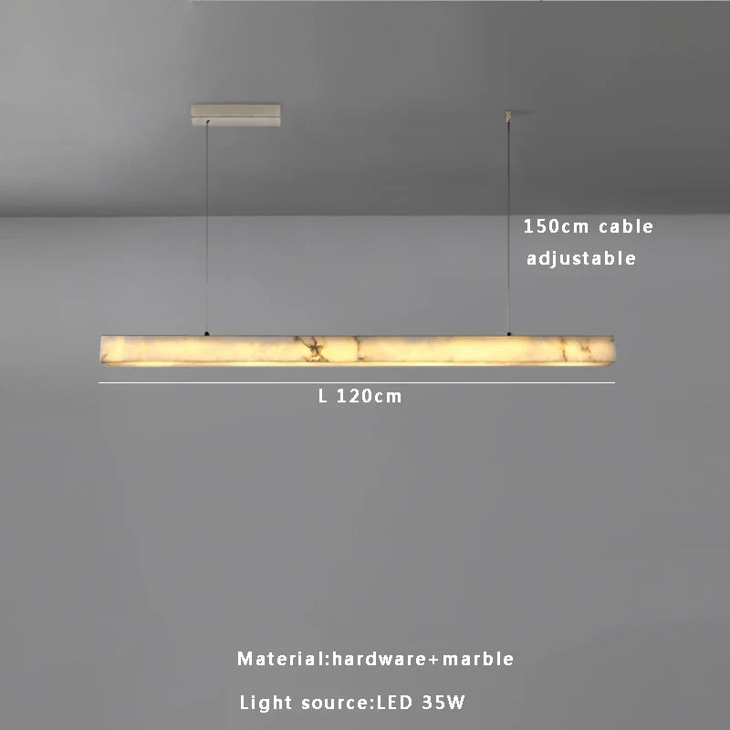 Natural Marble Ceiling Chandelier Luxury Long Stone Hanging Lamp Modern Art Decor Dining Room Kitchen Island Pendant Lamp