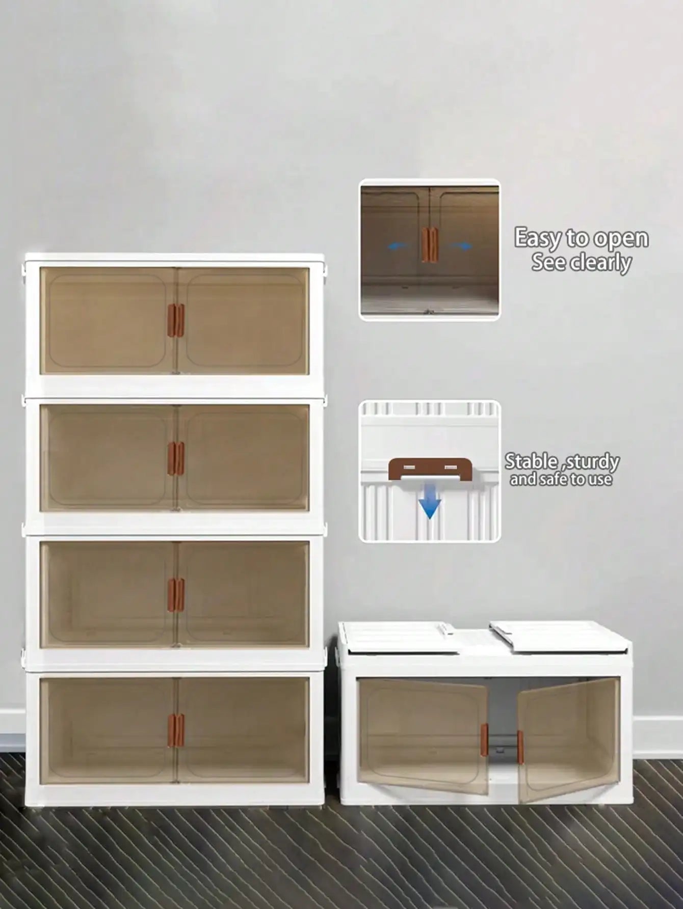 4layer Plastic Storage Bins, Foldable Storage Bins With LIDS And Wheels, Foldable Storage Boxes With Doors