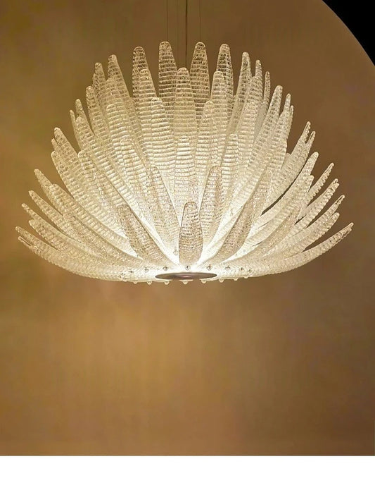 Designer Agave Murano Glass Chandelier Living Room Bedroom New Milan Vintage Gold Flowers Pendant Light with Leaf Vila Lobby