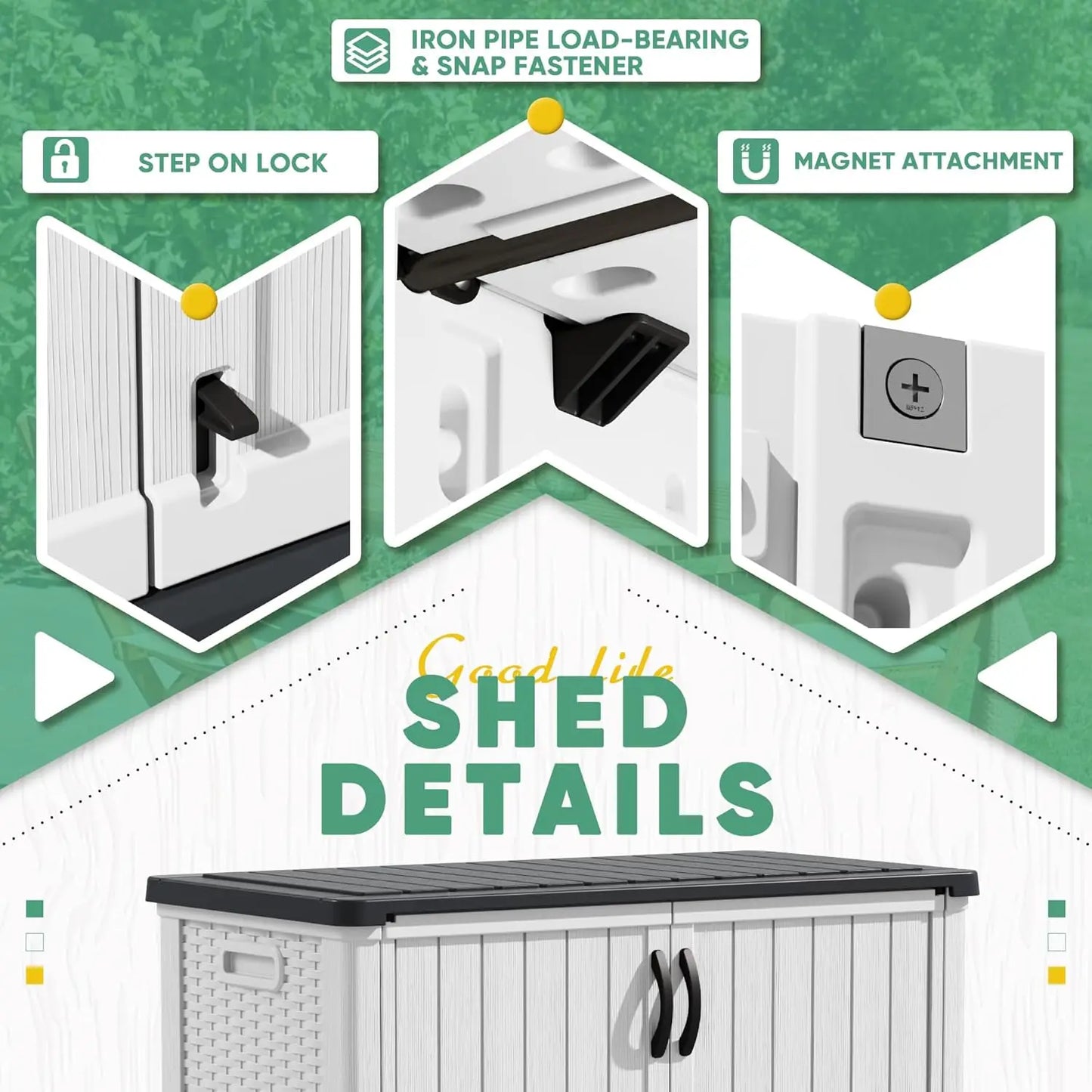 Outdoor Storage Cabinet 26 Cu Ft with Lockable Doors Waterproof Patio Tools Storage Box Horizontal Shed Customized