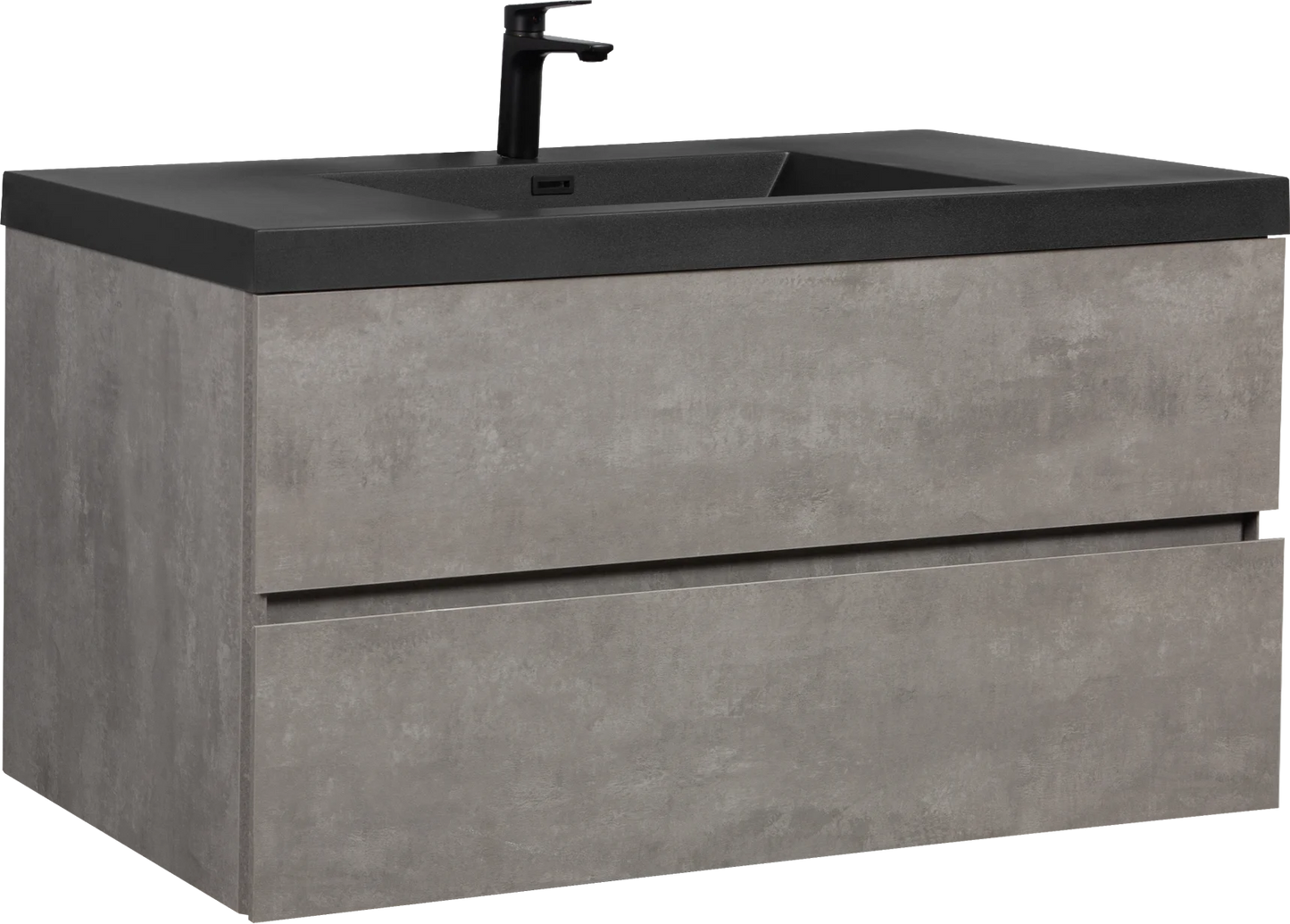 48 Inch Floating Vanity With Sink Black Quartz Top Storage