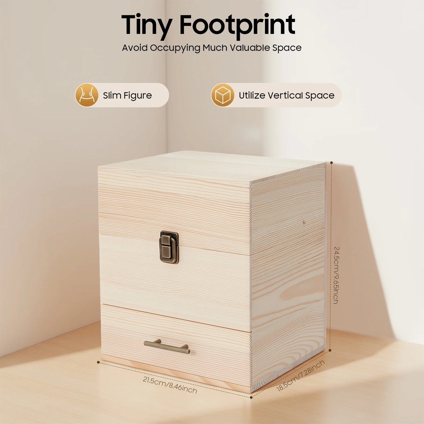 NONECN 3 Tier Wooden Essential Oil Storage Box Organizer