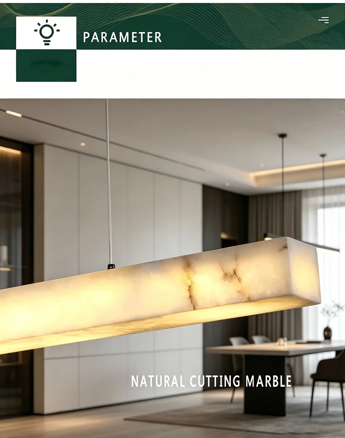 Natural Marble Ceiling Chandelier Luxury Long Stone Hanging Lamp Modern Art Decor Dining Room Kitchen Island Pendant Lamp