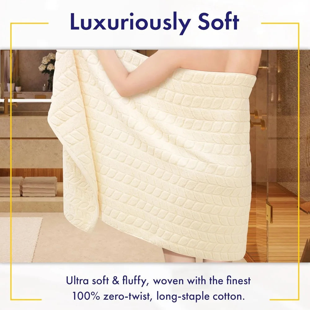 Soft & Stylish 700 GSM Luxury Bath Towels - 100% Zero-Twist, Long-Staple Cotton - Absorbent & Quick Drying - 6