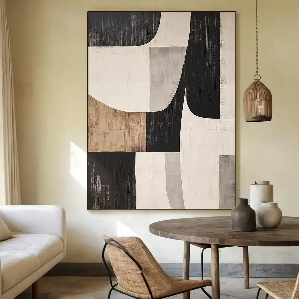 Large Beige Texture Abstract Handmade Painting Wall Art Abstract Minimalist Painting on Canvas Beige Neutral Living Room Deco