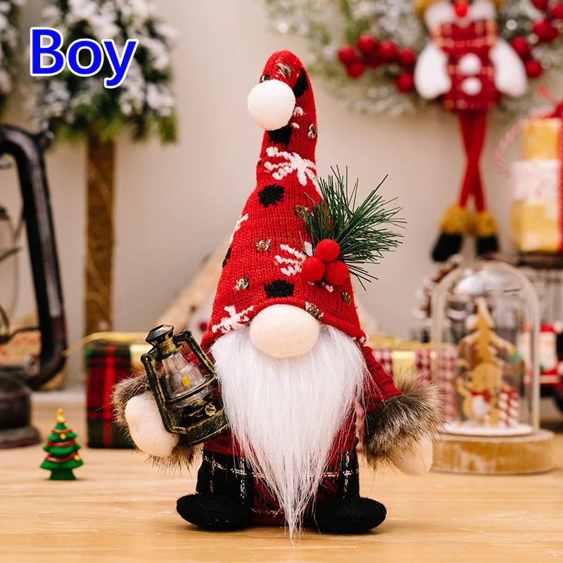 Christmas Plush Gnomes Dolls Red Knitted Suit Faceless Doll Nordic Xmas Elf Doll Ornaments Home Christmas Decorations Party Gift