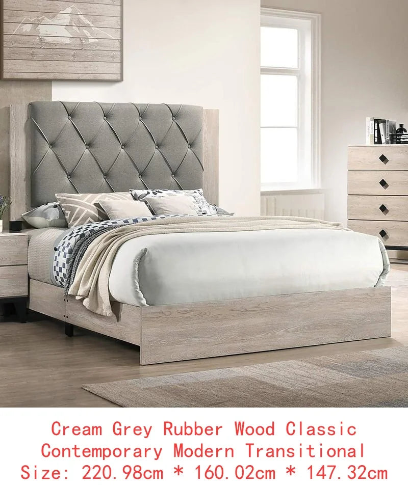 CN Sichuan Contemporary Rubberwood Bed Frame With V Design Headboard