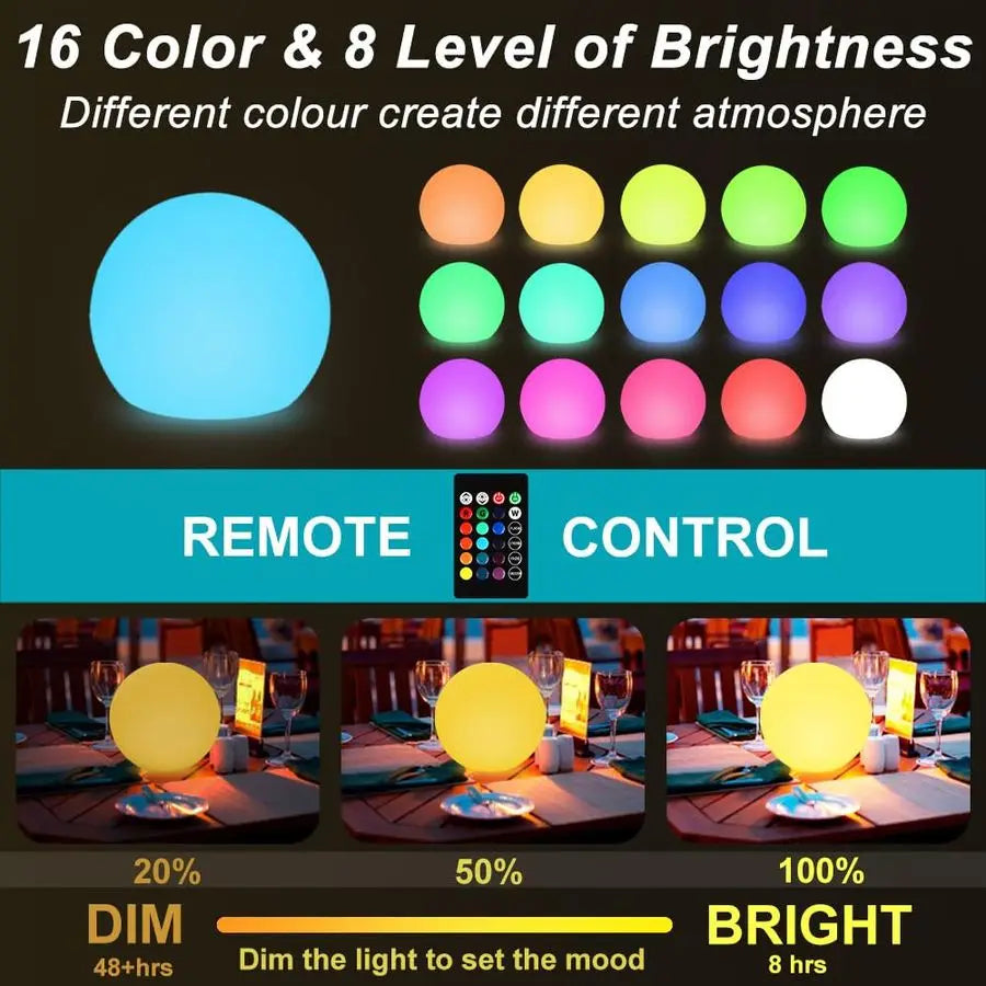 Solar Globe Light Outdoor, Waterproof Solar Ball Light for Outside w Remote, 16 RGB Color Changing Glowing Orb Lamp Landscape Li